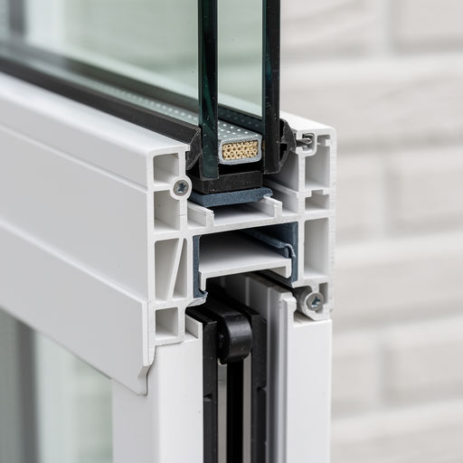 Close-up van wit kunststof kozijn profiel met isolerende meerkamerconstructie en tochtvrije afdichting.